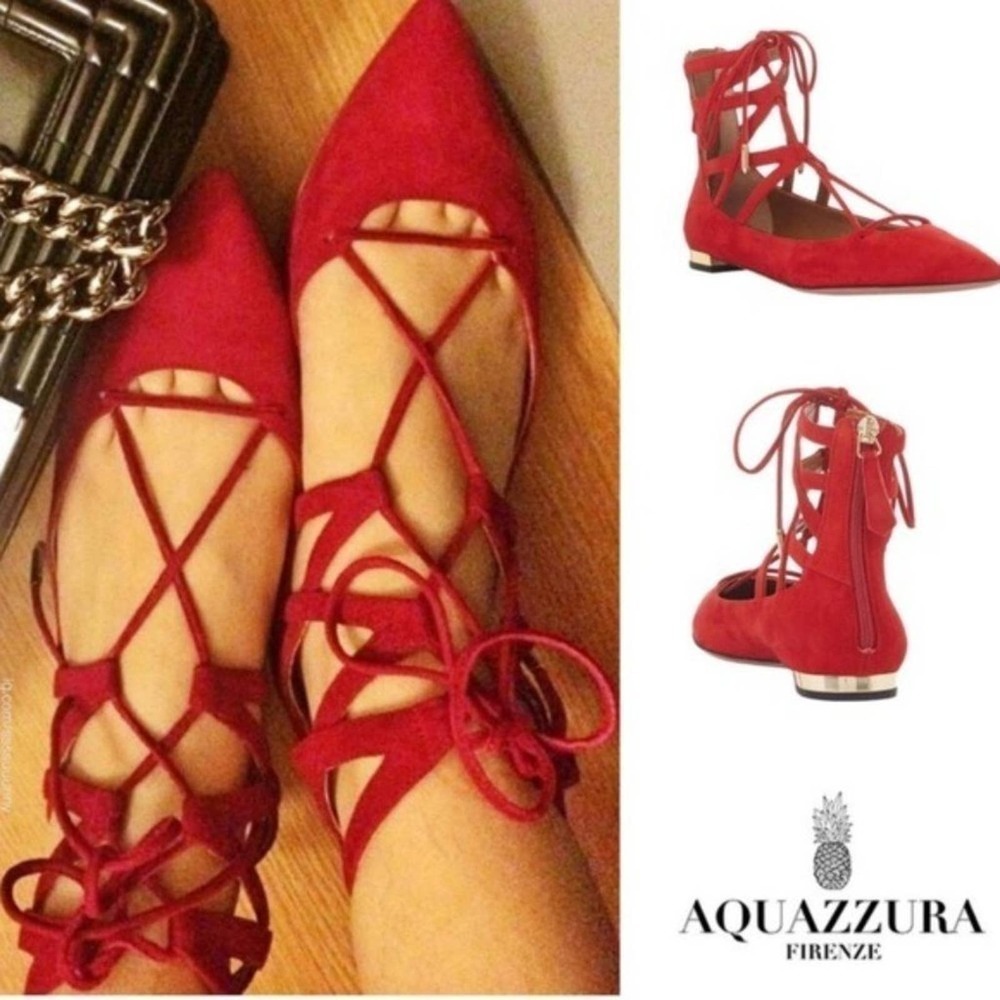 Aquazzara Belgravia lipstick red gladiator flats - Picture 13 of 14